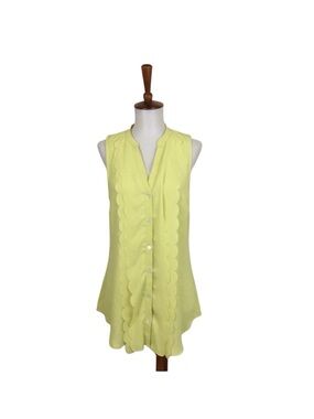 Anthropologie Meadow Rue‎ Tank Blouse Women’s XS Chartreuse Preppy Retro Chic